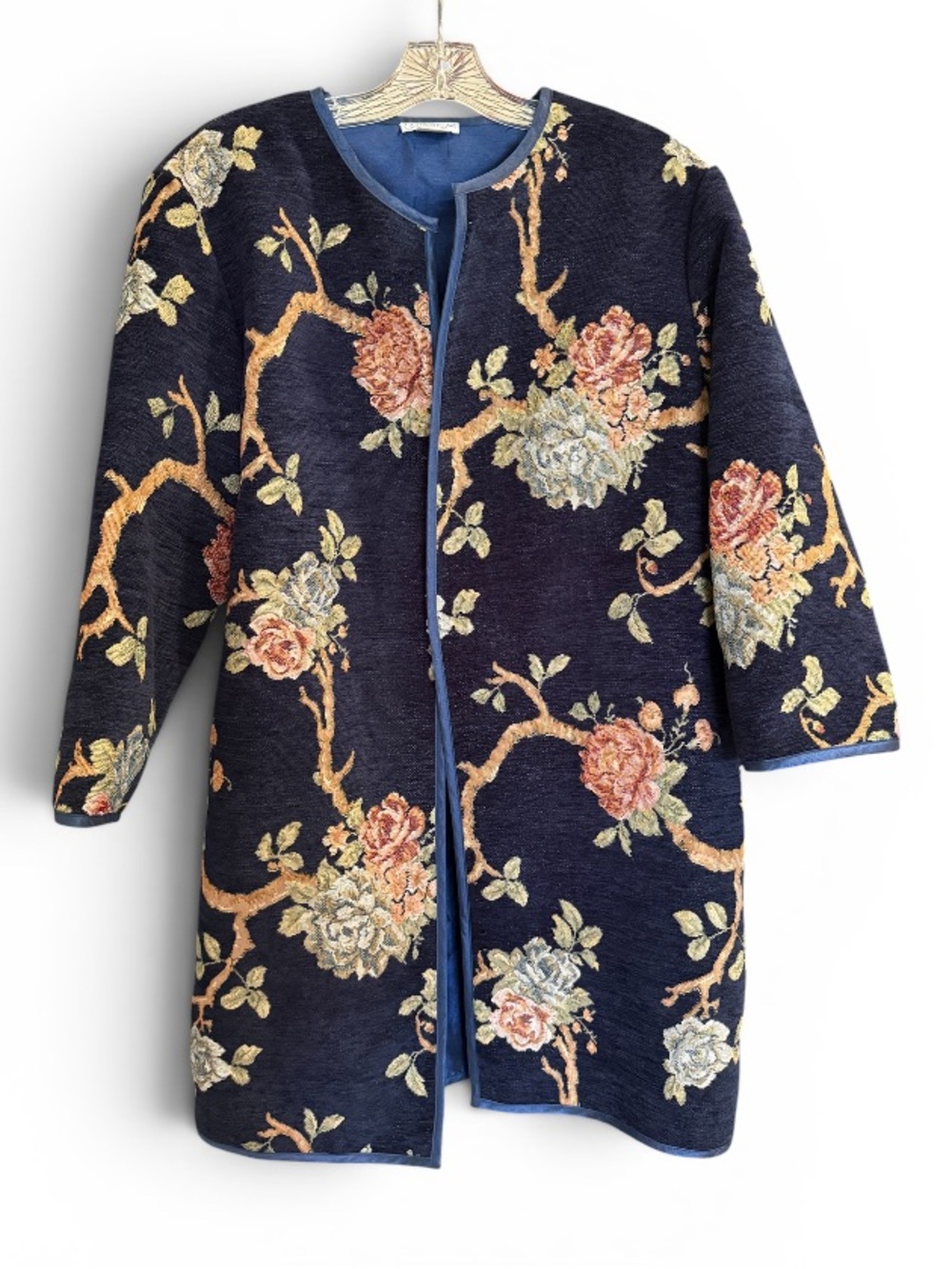 Grace Chuang New York Floral Tapestry Open Front Jacket Coatigan Size Large